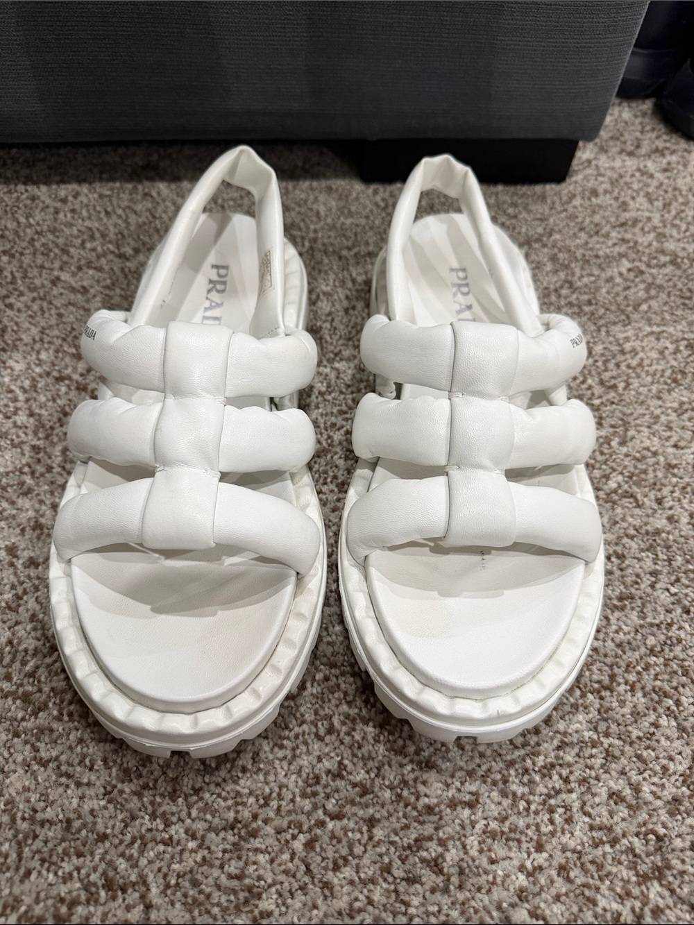 Prada White Quilted Slingback Sandal size 41